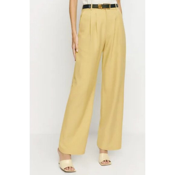 New Reformation Mason Wide Leg Trouser Sunshine Yellow 4, S $178 - Picture 2 of 9